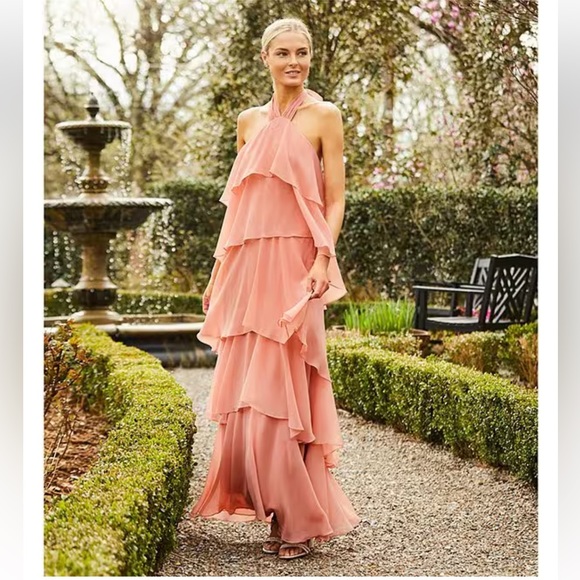 ANTONIO MELANI Dresses & Skirts - NWT ANTONIO MELANI Mariella Crinkled Chiffon Halter Neck Sleeveless Maxi Dress